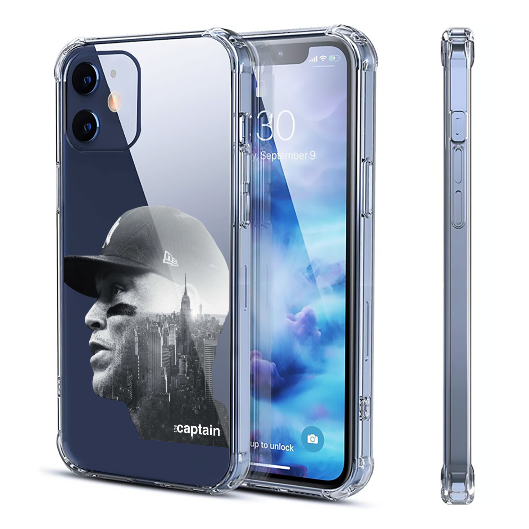 Aaron Judge Yankees Captain Clear IPhone 12 Case – Soft TPU With UV Print – Enhanced Drop Protection, Precise Fit, Anti-Fingerprint, Customizable Design, Scratch-Resistant, Yellow-Resistant
